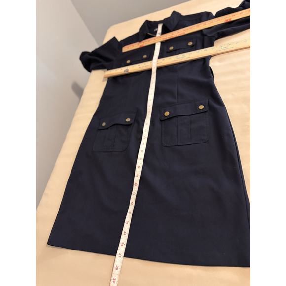 Sharagano Women Shift Collared Zip Up Size 6Dress 4 Pockets Navy Blue - Picture 8 of 10